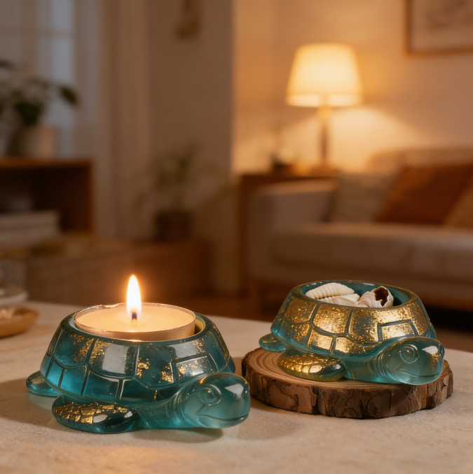 Turtle-Shaped Tea Light Candle Resin Mold