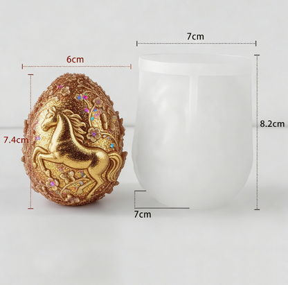 Horse Floral Egg Ornament Resin Mold