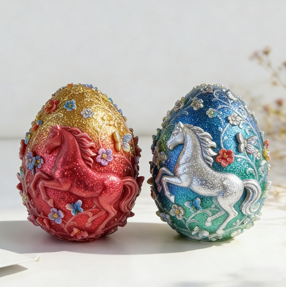 Horse Floral Egg Ornament Resin Mold