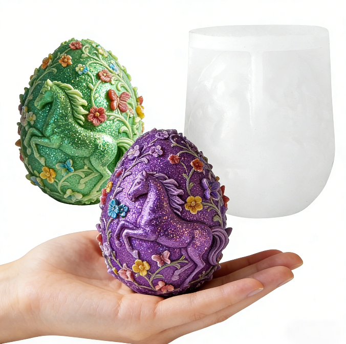 Horse Floral Egg Ornament Resin Mold