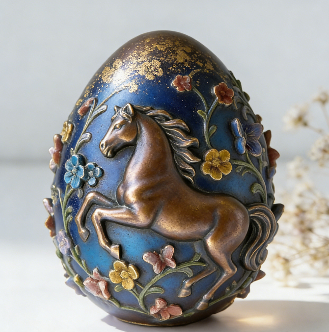 Horse Floral Egg Ornament Resin Mold