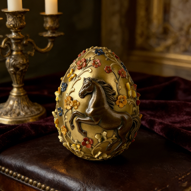 Horse Floral Egg Ornament Resin Mold