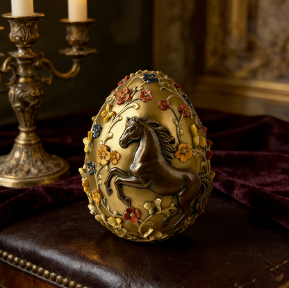 Horse Floral Egg Ornament Resin Mold
