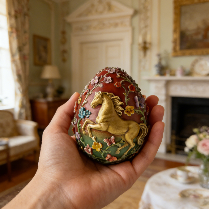 Horse Floral Egg Ornament Resin Mold