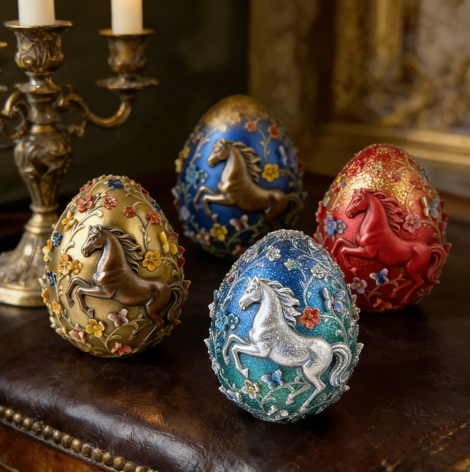 Horse Floral Egg Ornament Resin Mold