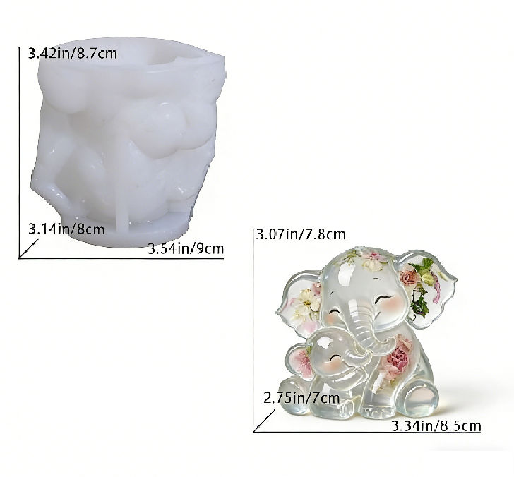 Mother & Baby Elephant Hug Ornament Resin Mold
