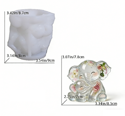 Mother & Baby Elephant Hug Ornament Resin Mold