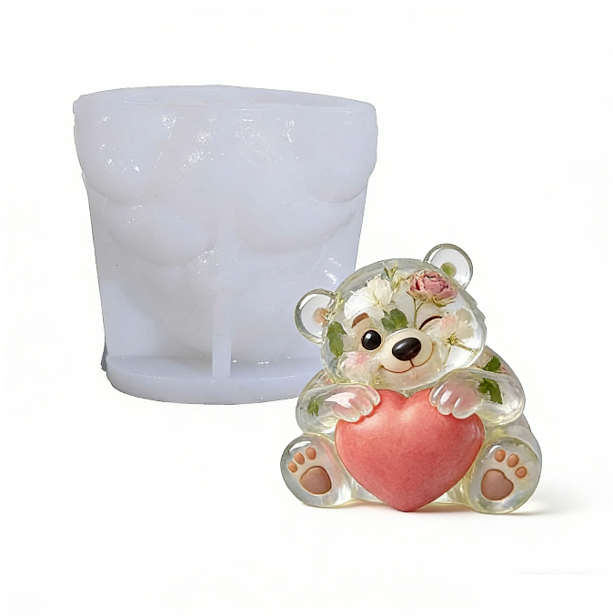 Cute Heart Bear Ornament Resin Mold