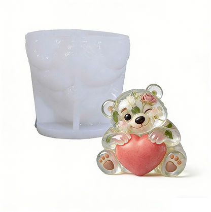 Cute Heart Bear Ornament Resin Mold