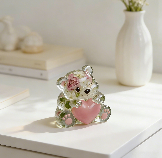 Cute Heart Bear Ornament Resin Mold