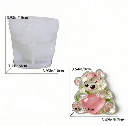 Cute Heart Bear Ornament Resin Mold