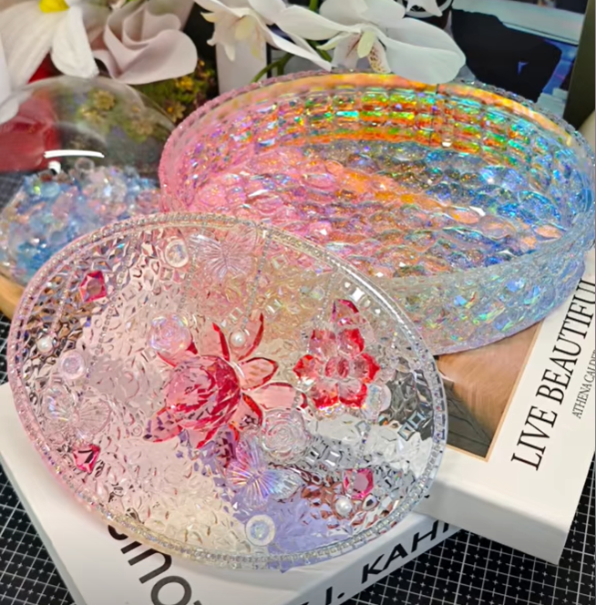 Handmade Diamond-Shaped Large Oval Storage Box Resin Mold