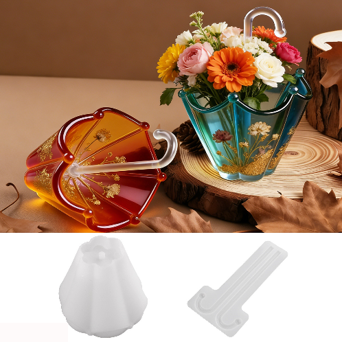 Umbrella-Shaped Decorative Vase Resin Mold