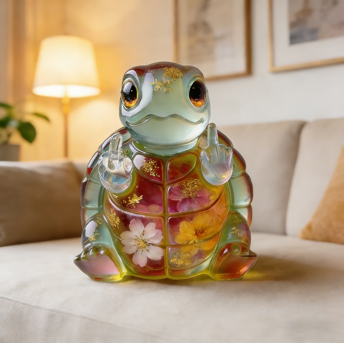 Handmade Shiny Middle Finger Turtle Ornament Resin Mold