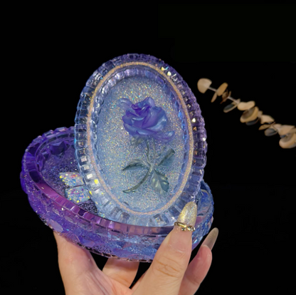 Handmade Diamond Rose Storage Box Resin Mold