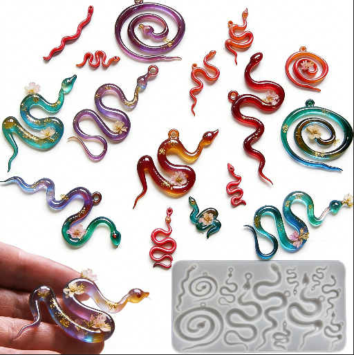 Snake Jewelry Pendants with Holes Resin Mold