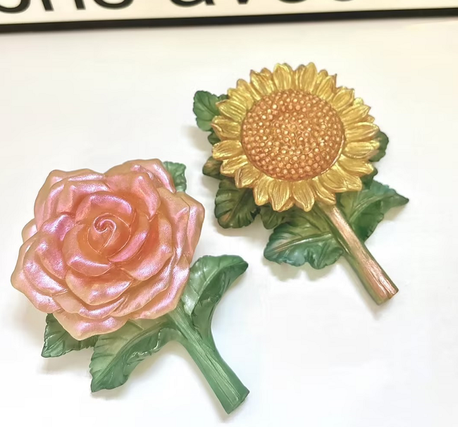 Handmade One Bloom Rose & Sunflower Storage Jar Resin Mold