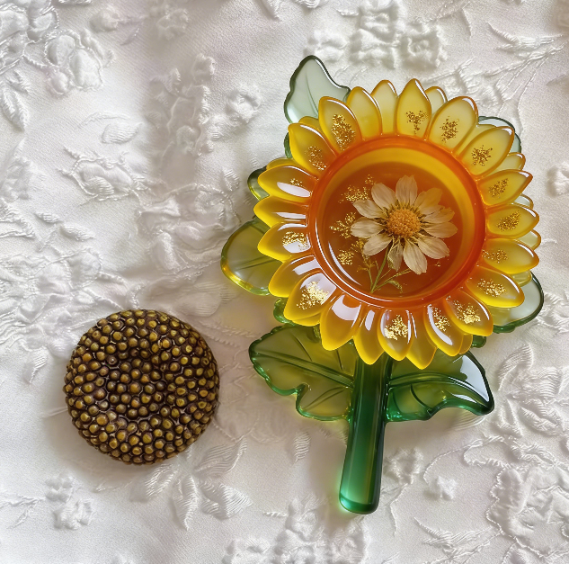Handmade One Bloom Rose & Sunflower Storage Jar Resin Mold