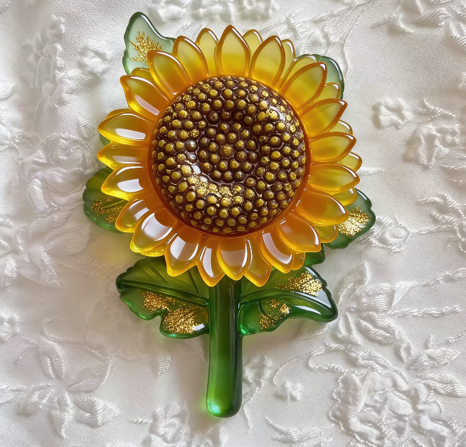 Handmade One Bloom Rose & Sunflower Storage Jar Resin Mold