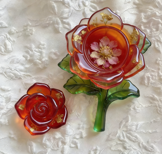 Handmade One Bloom Rose & Sunflower Storage Jar Resin Mold