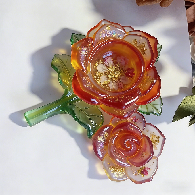 Handmade One Bloom Rose & Sunflower Storage Jar Resin Mold