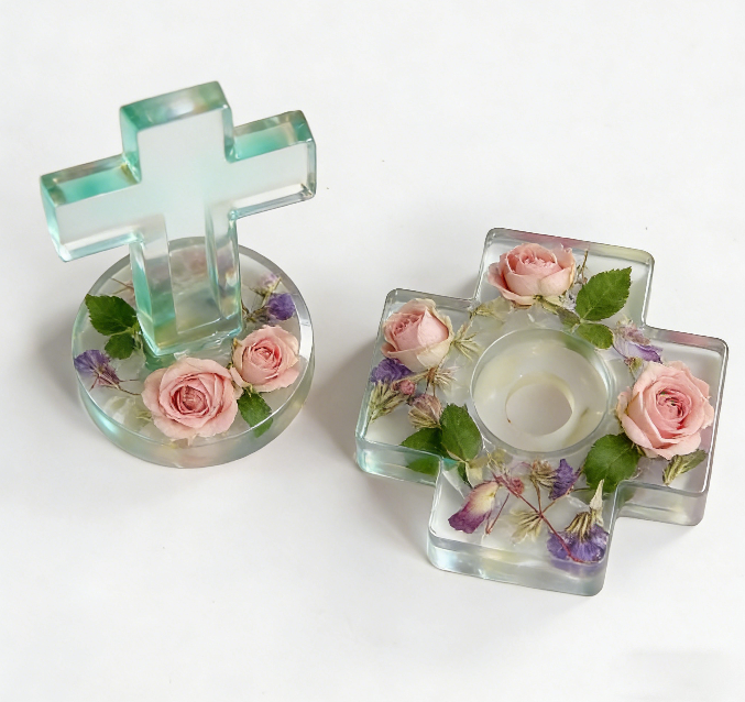 Cross Candle Holder Ornament Resin Mold