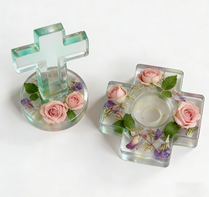 Cross Candle Holder Ornament Resin Mold