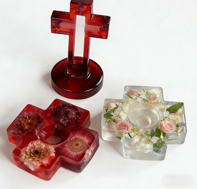 Cross Candle Holder Ornament Resin Mold