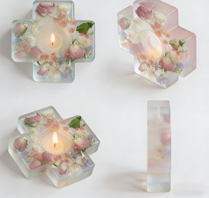 Cross Candle Holder Ornament Resin Mold