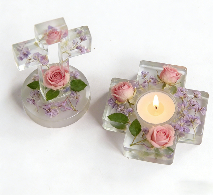 Cross Candle Holder Ornament Resin Mold