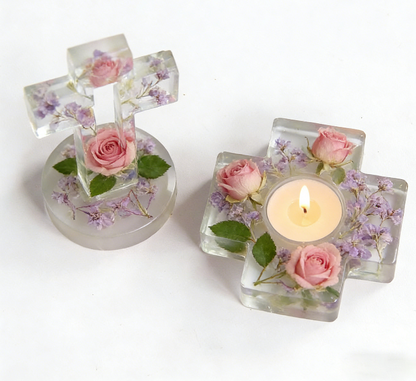 Cross Candle Holder Ornament Resin Mold