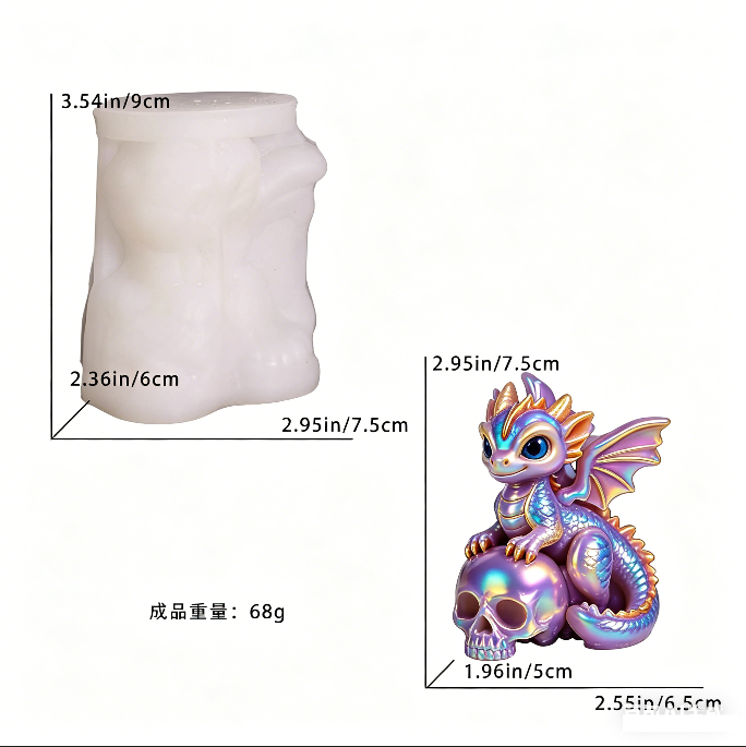Evil Dragon Skeleton Figurine Resin Mold