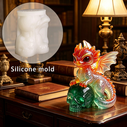 Evil Dragon Skeleton Figurine Resin Mold