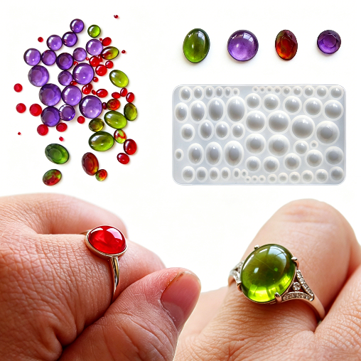 Round & Oval Small Gemstone Resin Molds