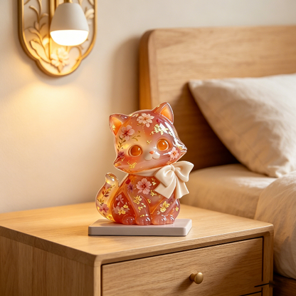 Cute Cat Figurine with a Bow Resin Mold