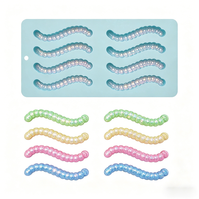 6-Cavity Cute Funny Cat Caterpillar Ornament Resin Mold
