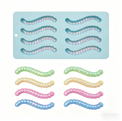 6-Cavity Cute Funny Cat Caterpillar Ornament Resin Mold