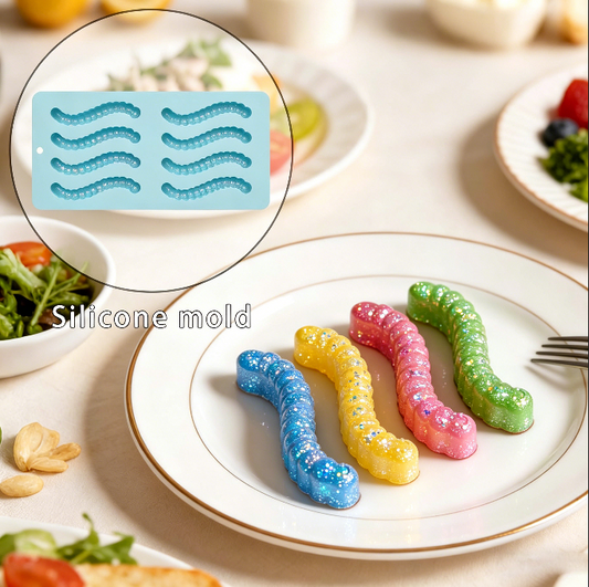 6-Cavity Cute Funny Cat Caterpillar Ornament Resin Mold