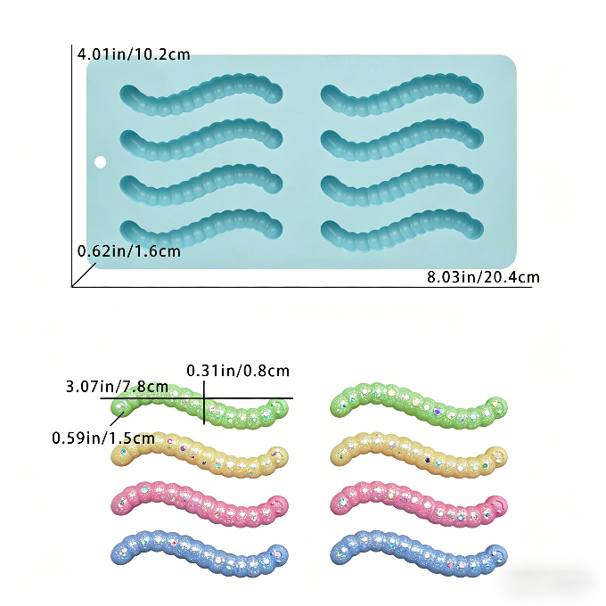 6-Cavity Cute Funny Cat Caterpillar Ornament Resin Mold