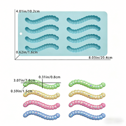 6-Cavity Cute Funny Cat Caterpillar Ornament Resin Mold