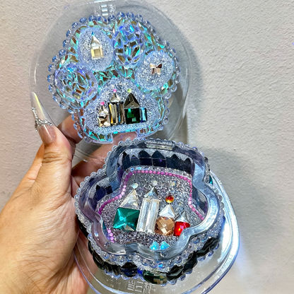Handmade Diamond Cat Paw Shape Flip-Top Box Storage Resin Mold