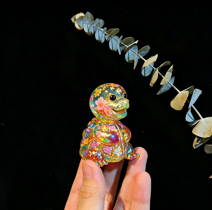 Molde de resina para adorno de tortuga risueña hecho a mano 