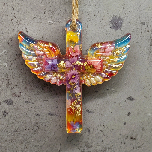 Winged Cross with Hole Hanging Resin Mold