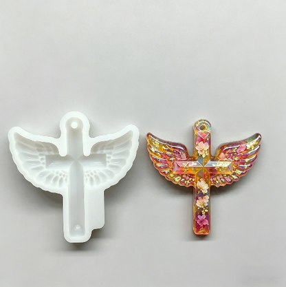 Winged Cross with Hole Hanging Resin Mold