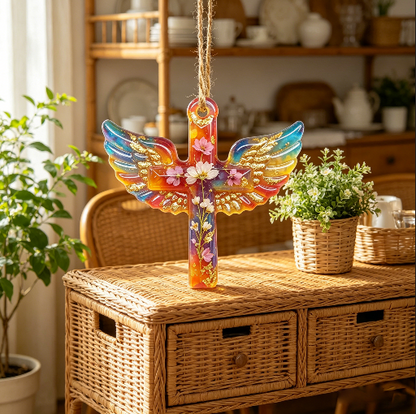 Winged Cross with Hole Hanging Resin Mold