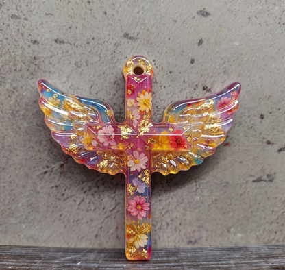Winged Cross with Hole Hanging Resin Mold