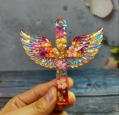 Winged Cross with Hole Hanging Resin Mold