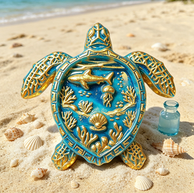 Marine-themed Turtle Ornament Resin Mold