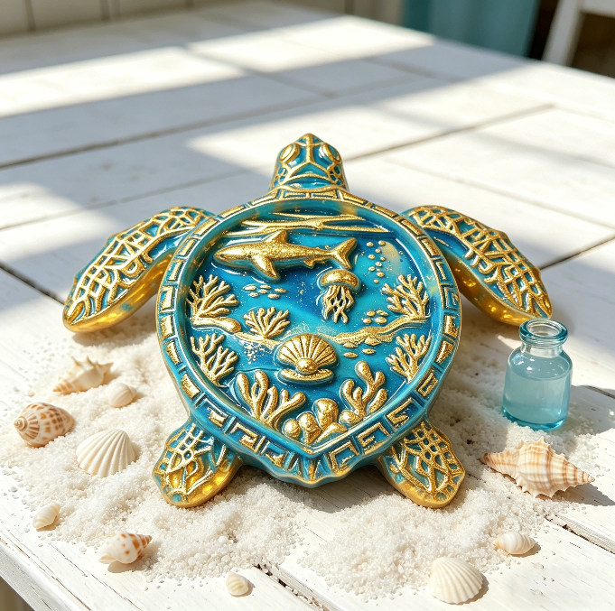 Marine-themed Turtle Ornament Resin Mold