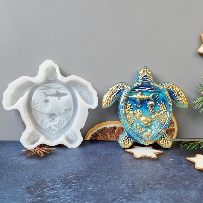 Marine-themed Turtle Ornament Resin Mold